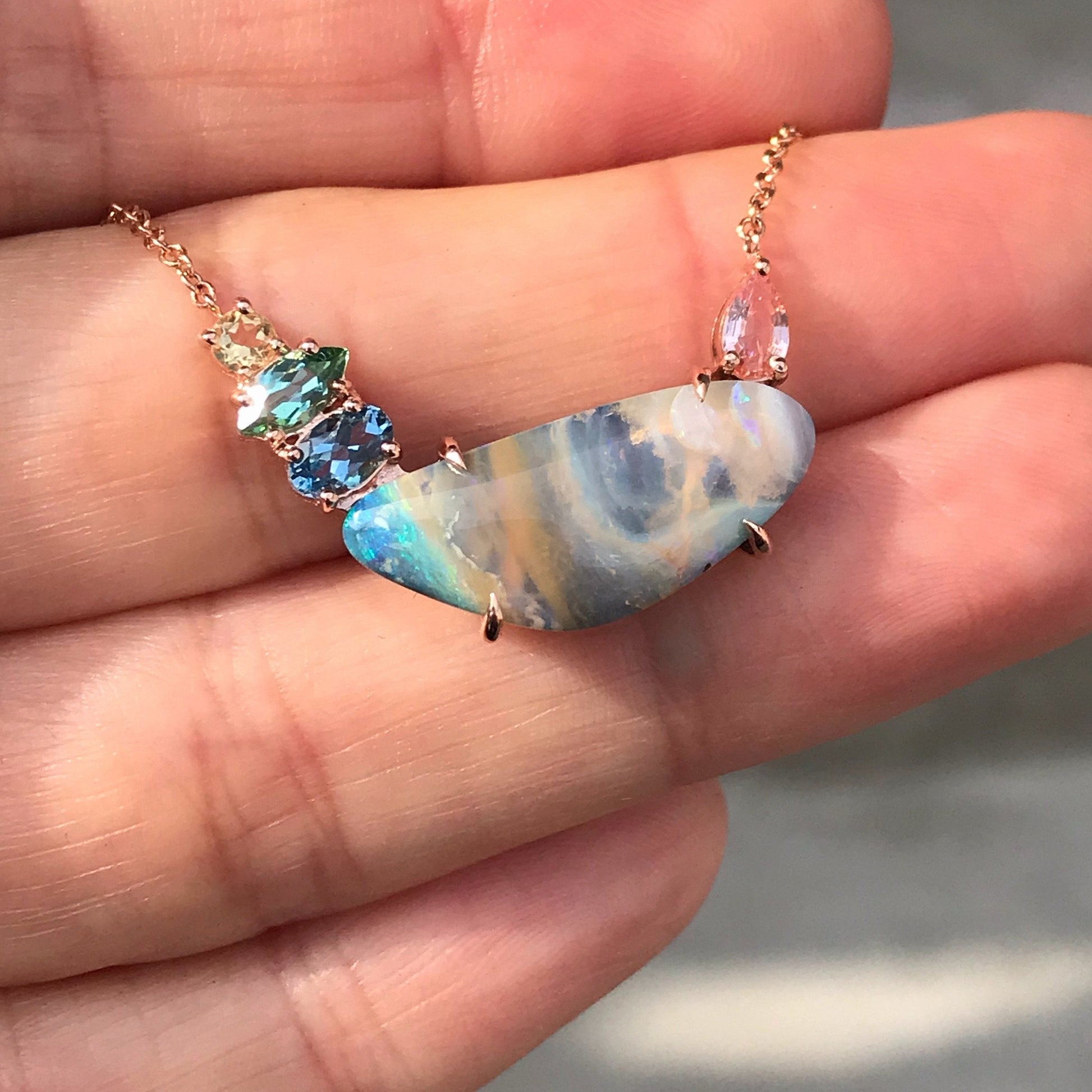 Aphrodite Boulder Opal Gold Necklace-necklace-NIXIN-NIXIN