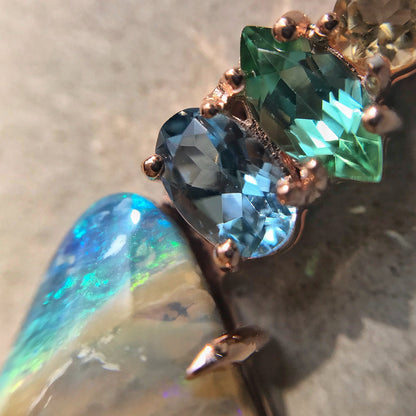 Aphrodite Boulder Opal Gold Necklace-necklace-NIXIN-NIXIN