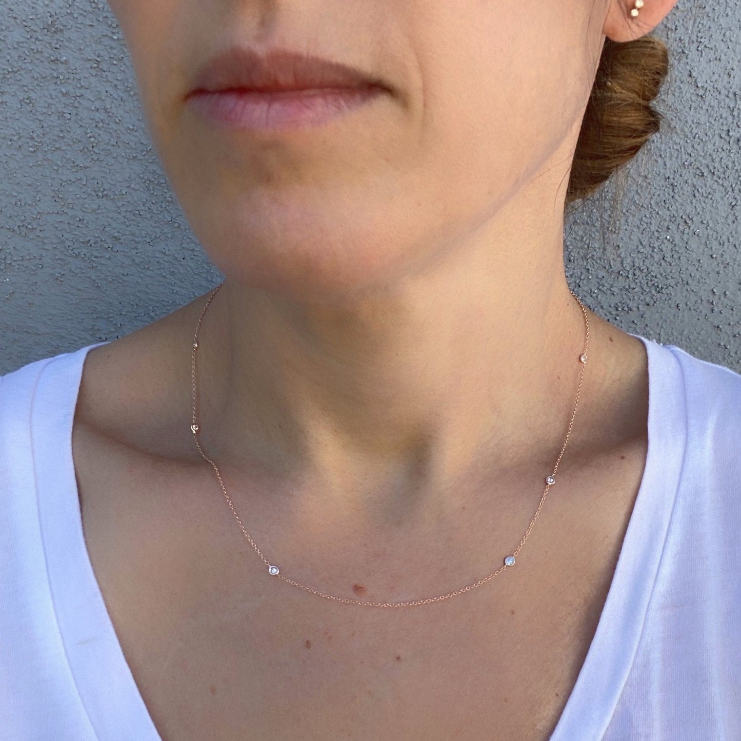 asymmetrical station diamond necklace by NIXIN Jewelry