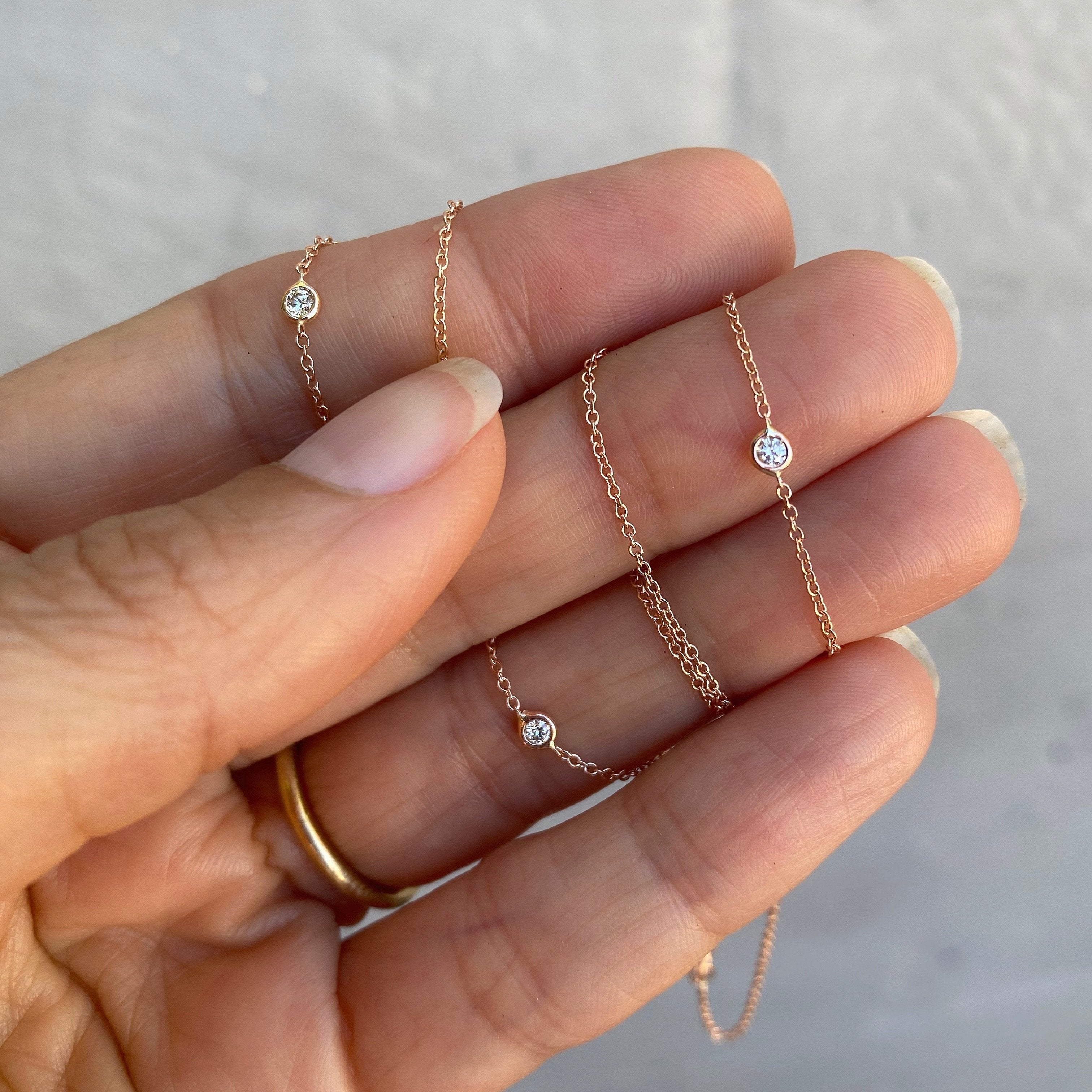Asymmetrical Woven Station Necklace in Silver Diamond – Amáli Jewelry