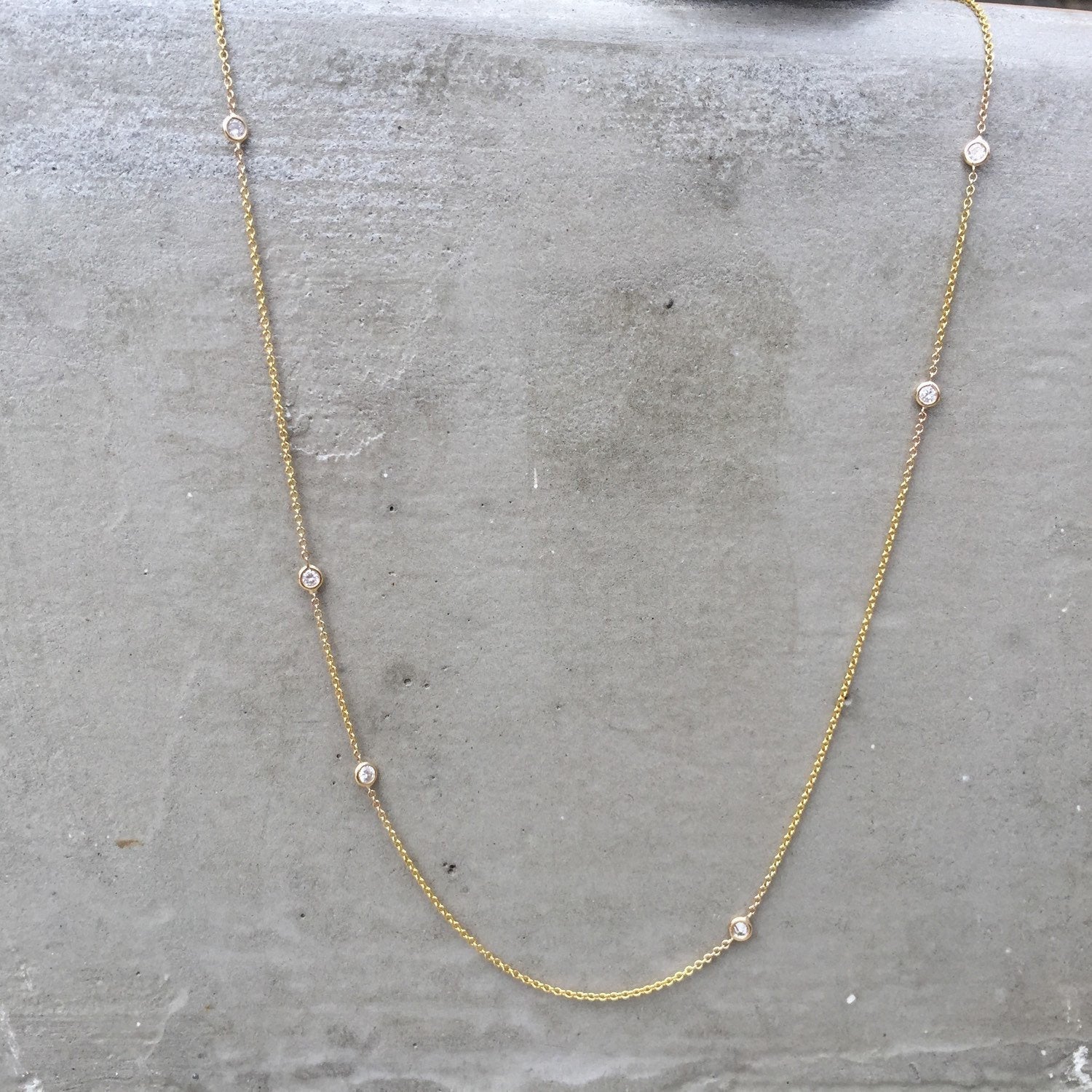 Custom Asymmetrical Sapphire & Diamond Necklace | Abby Sparks Jewelry