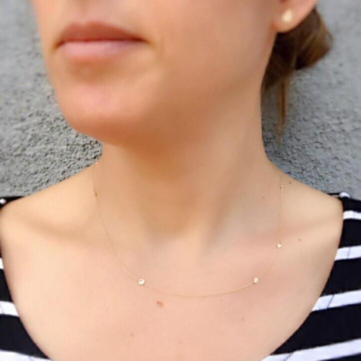 Asymmetrical Birthstone Necklace White Gold 16