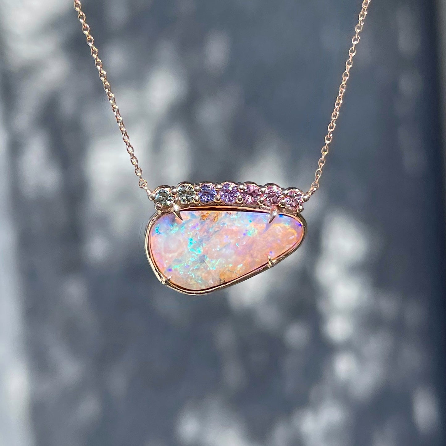 Boulder opal necklace with natural opal by NIXIN Jewelry