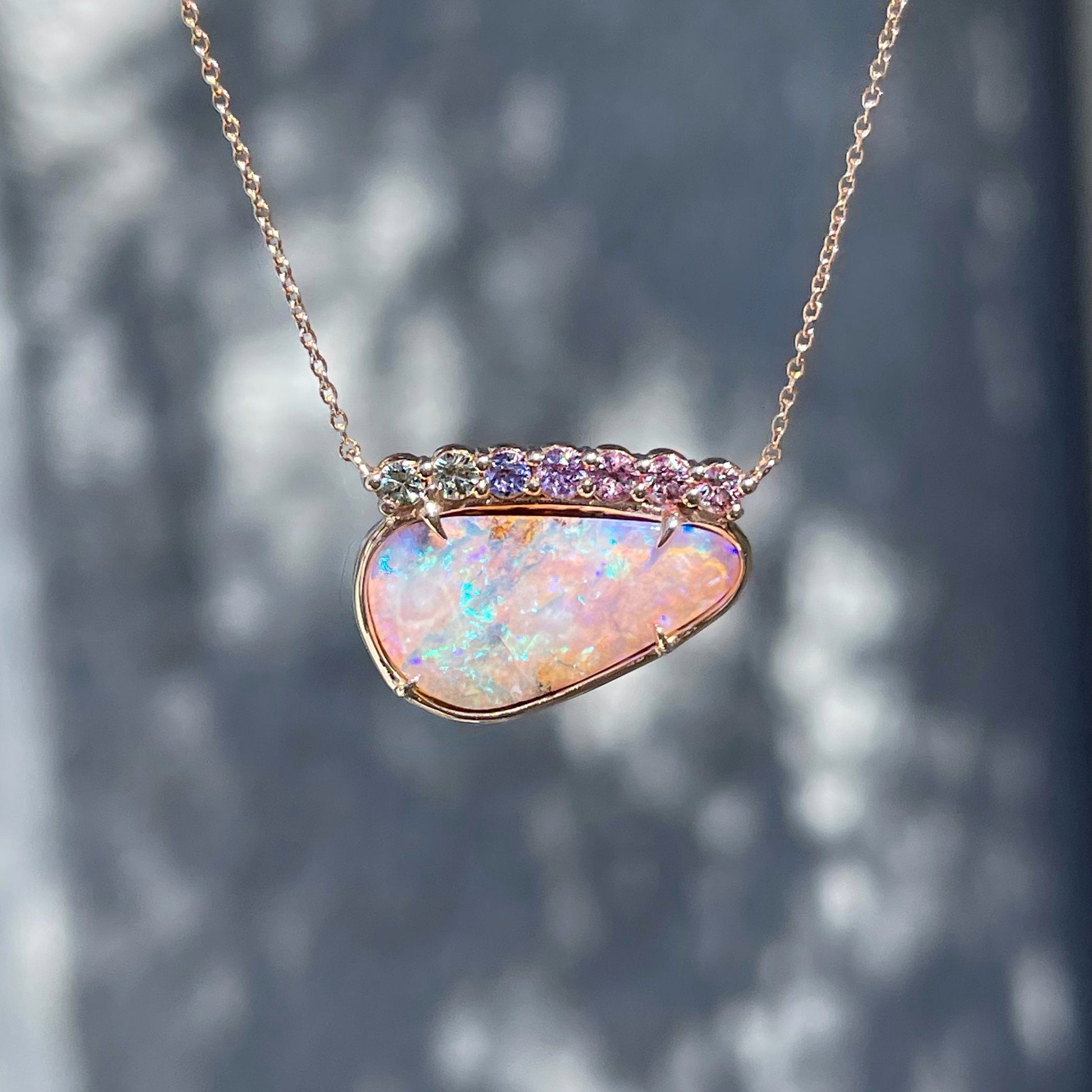 Boulder opal necklace with natural opal by NIXIN Jewelry