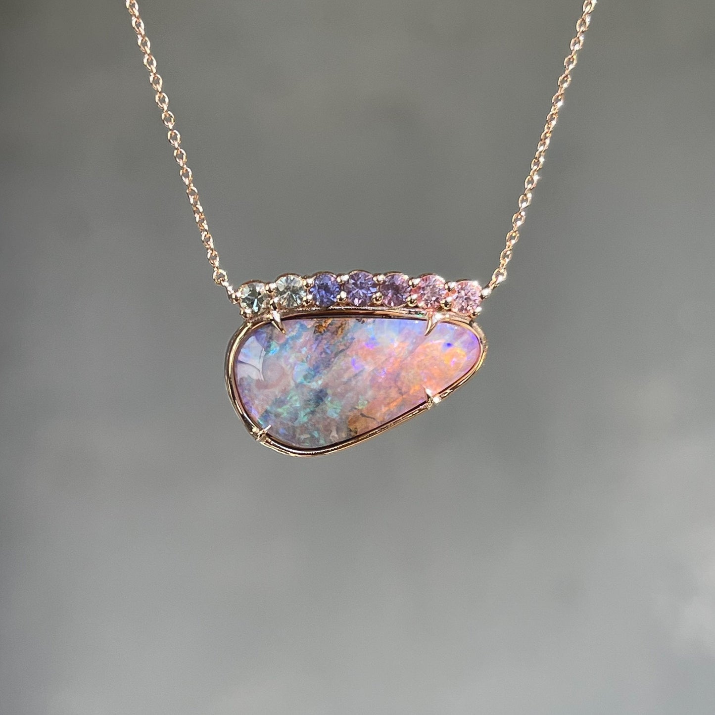 Rose gold opal necklace with lavender opal by NIXIN Jewelry