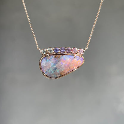 Rose gold opal necklace with lavender opal by NIXIN Jewelry