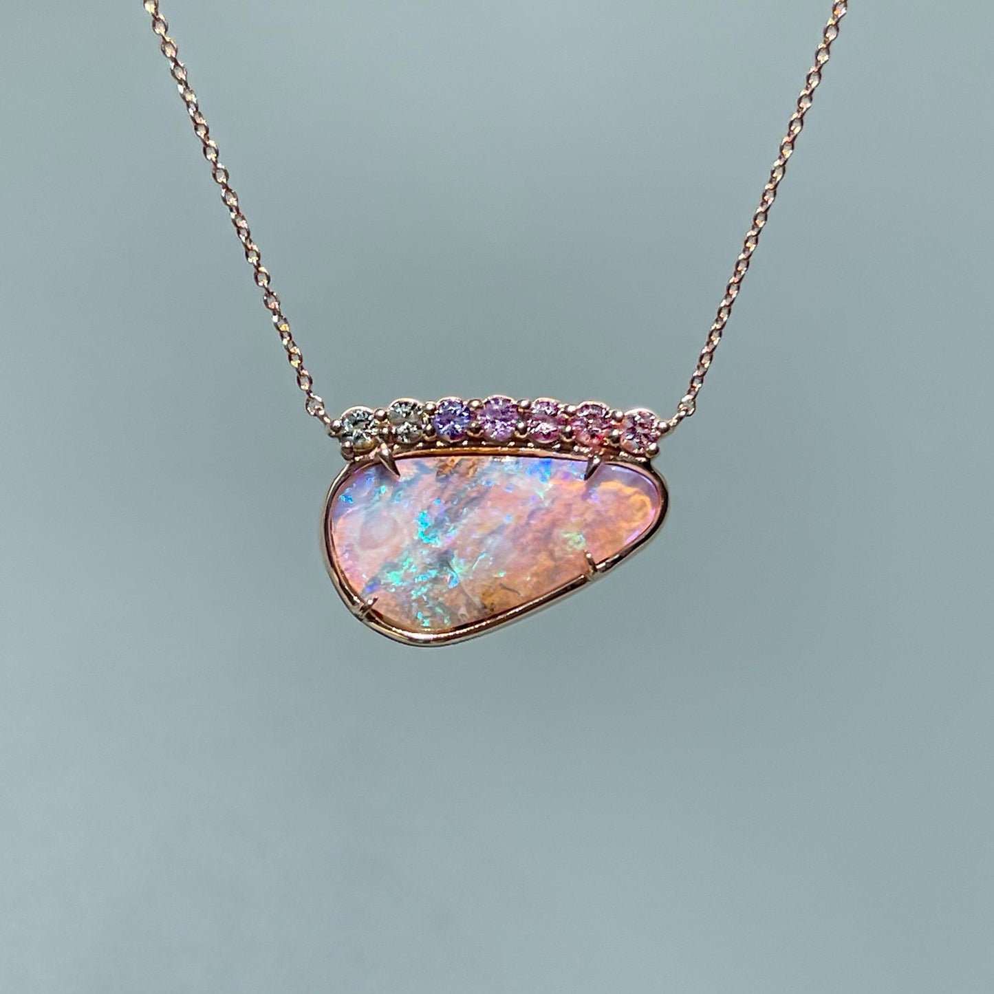 Australian opal and sapphire necklace by NIXIN Jewelry