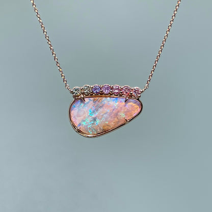 Australian opal and sapphire necklace by NIXIN Jewelry