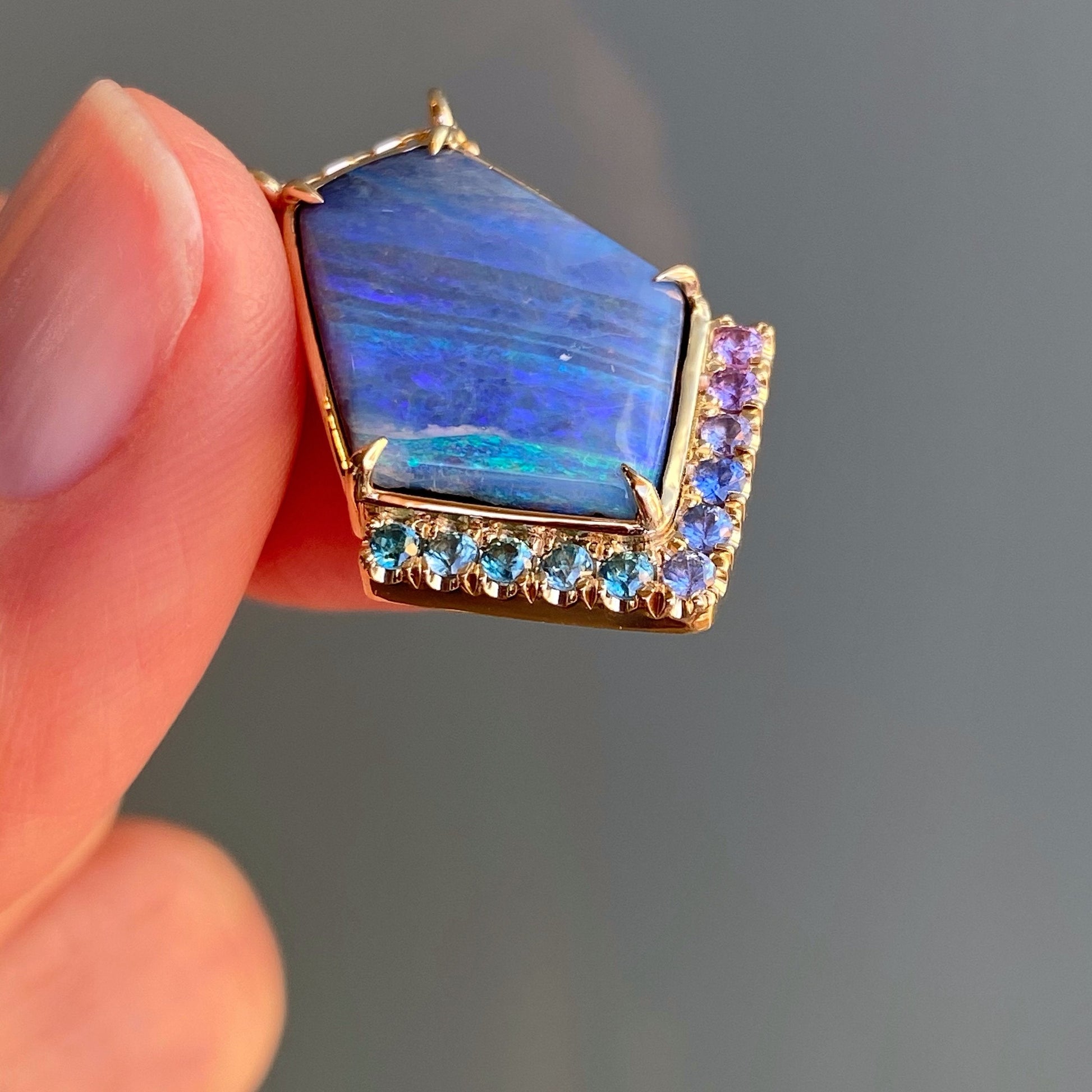 Blue Phoenix Sapphire and Boulder Opal Necklace by NIXIN Jewelry