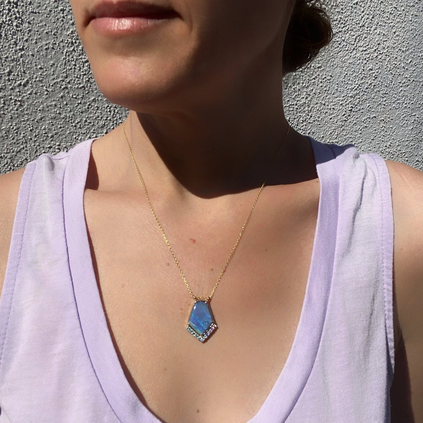 Blue Phoenix Sapphire and Boulder Opal Necklace by NIXIN Jewelry