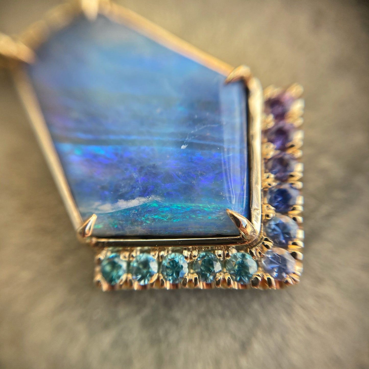 Blue Phoenix Sapphire and Boulder Opal Necklace by NIXIN Jewelry