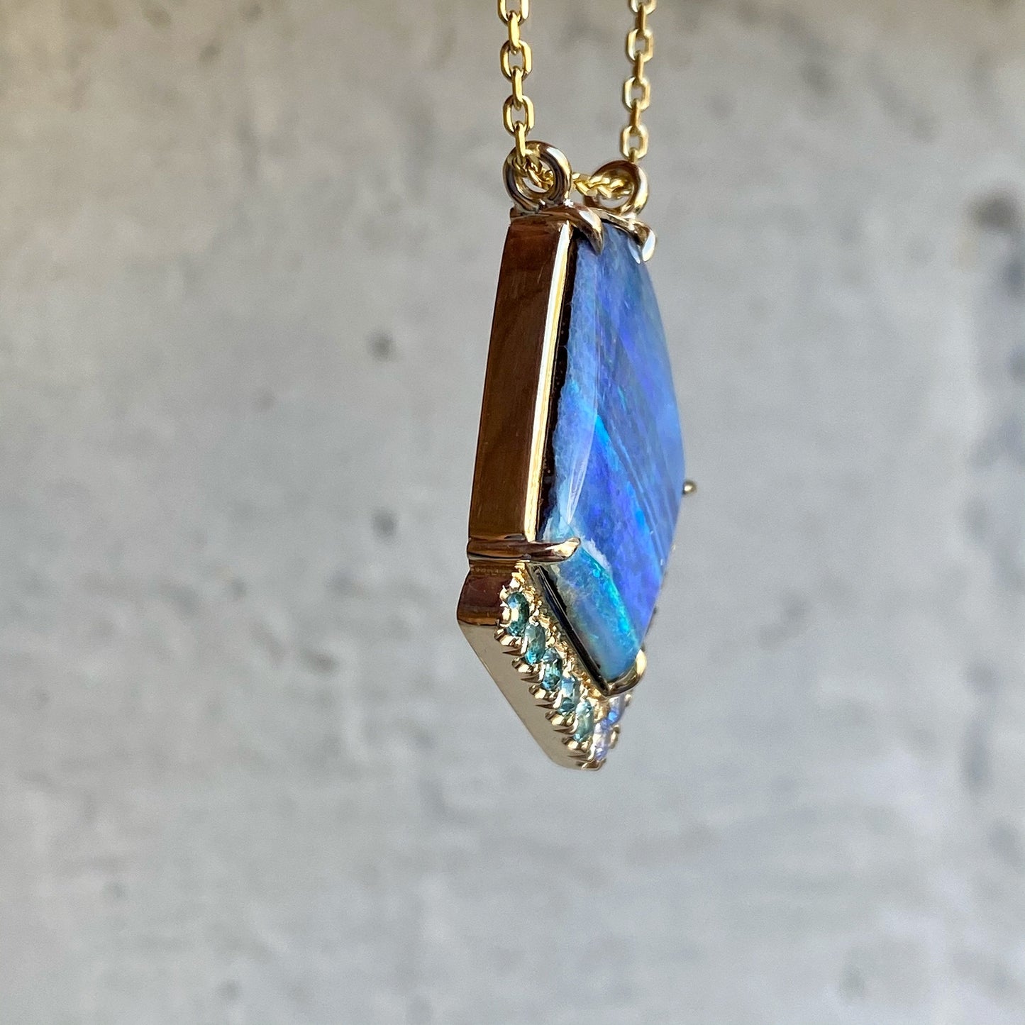 Blue Phoenix Sapphire and Boulder Opal Necklace by NIXIN Jewelry