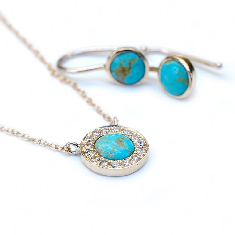 14K gold turquoise necklace