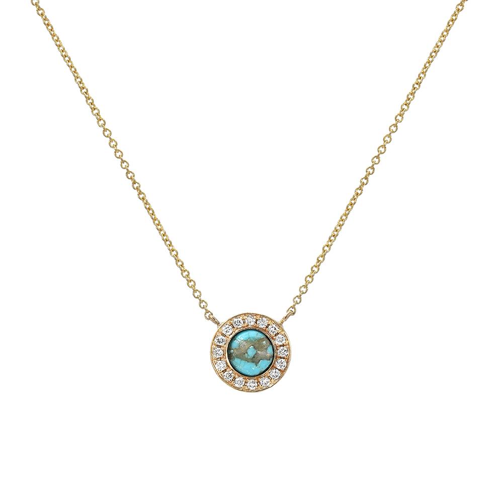 Dakota Gold Turquoise and Diamond Necklace-necklace-NIXIN-NIXIN