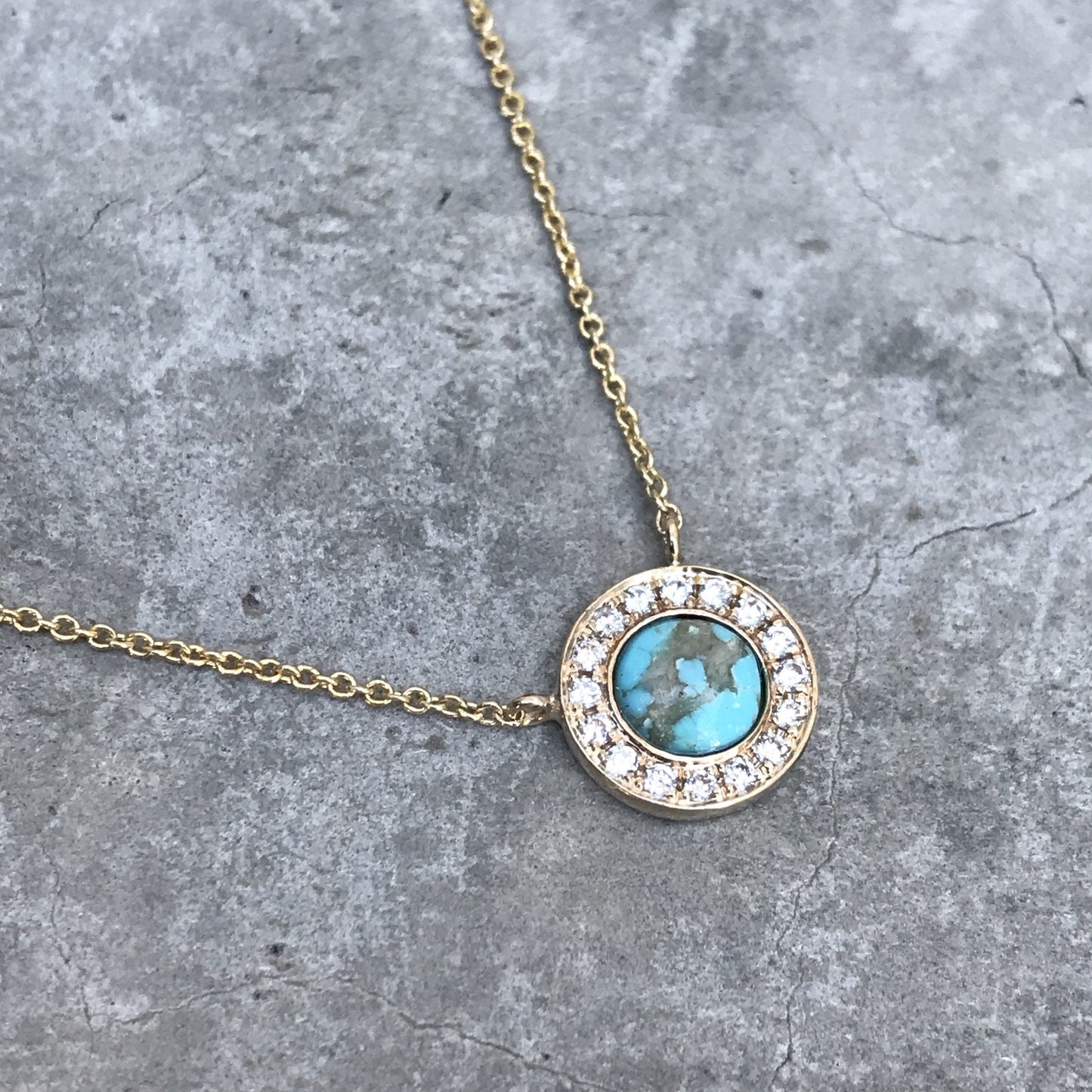 Dakota Gold Turquoise and Diamond Necklace-necklace-NIXIN-NIXIN