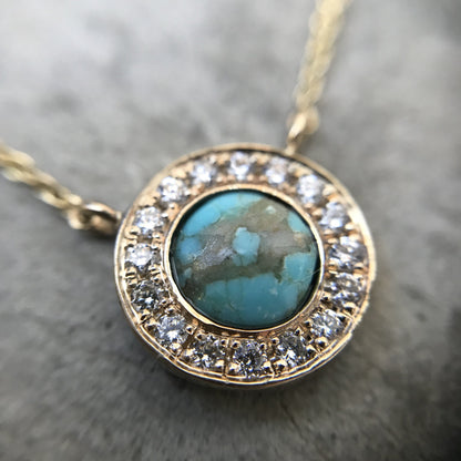 Dakota Gold Turquoise and Diamond Necklace-necklace-NIXIN-NIXIN