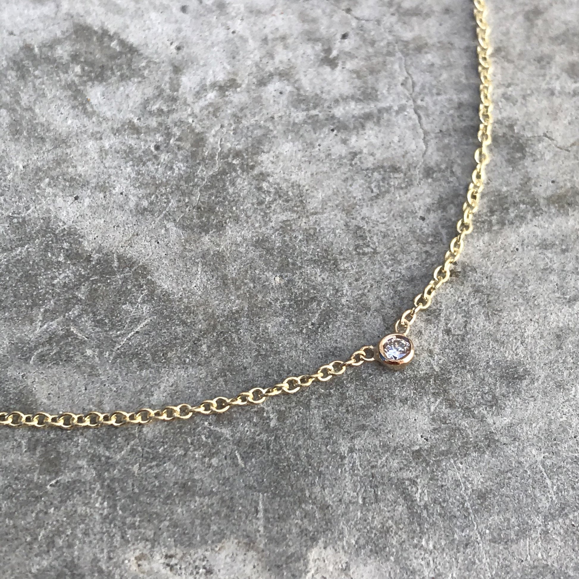 Diamond Dot Solitaire Gold Necklace-necklace-NIXIN-NIXIN
