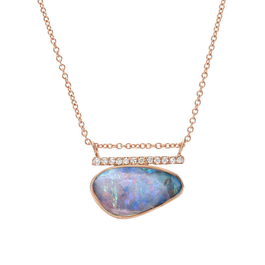 Head in the Clouds Rose Gold Opal Necklace No. 15 by NIXIN Jewelry