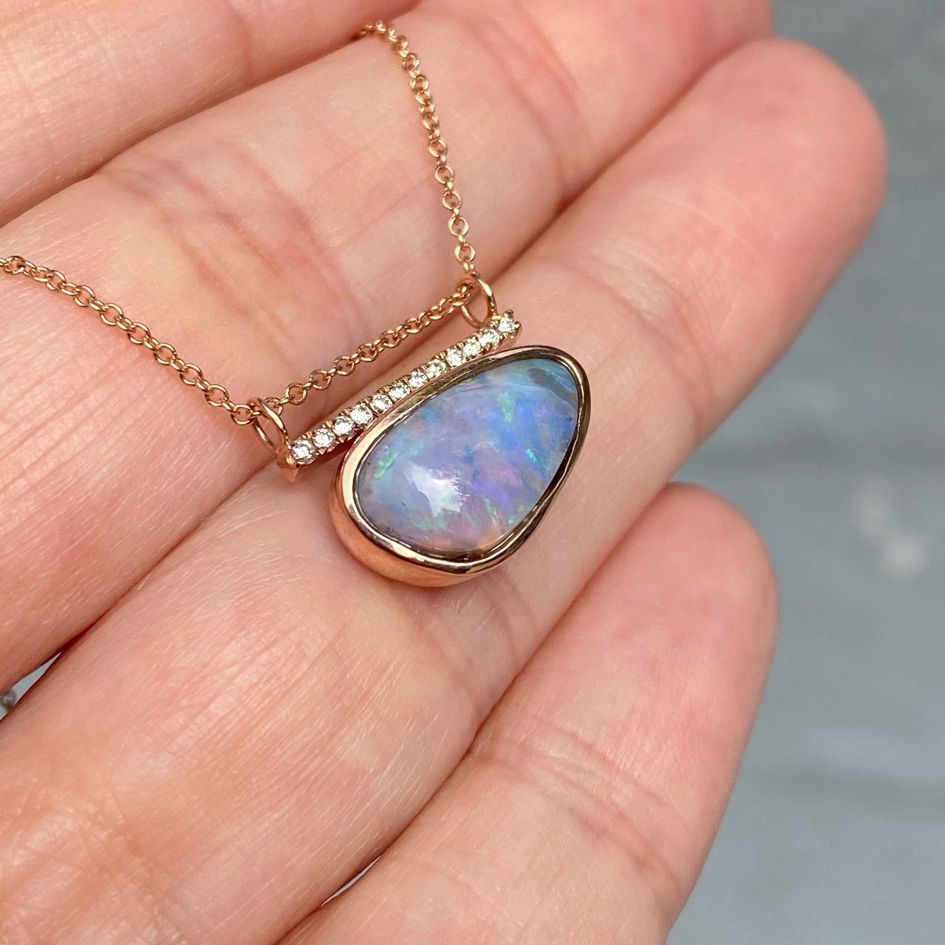 Real opal necklace with lavender opal by NIXIN Jewelry