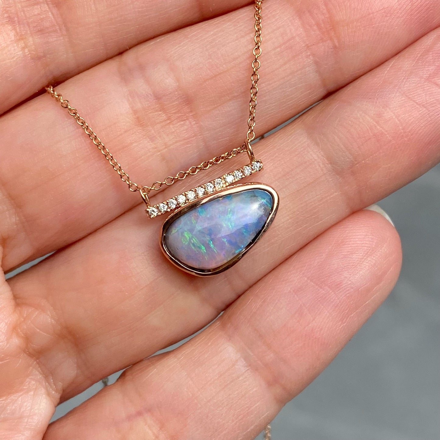 Opal Diamond Necklace by NIXIN Jewelry