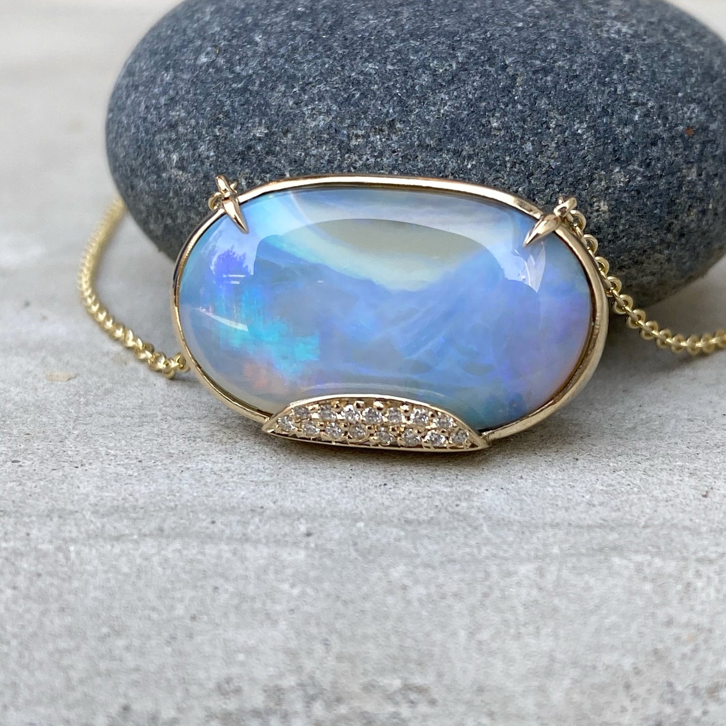 Heaven's Muse Gold Australian Boulder Opal Necklace by NIXIN Jewelry