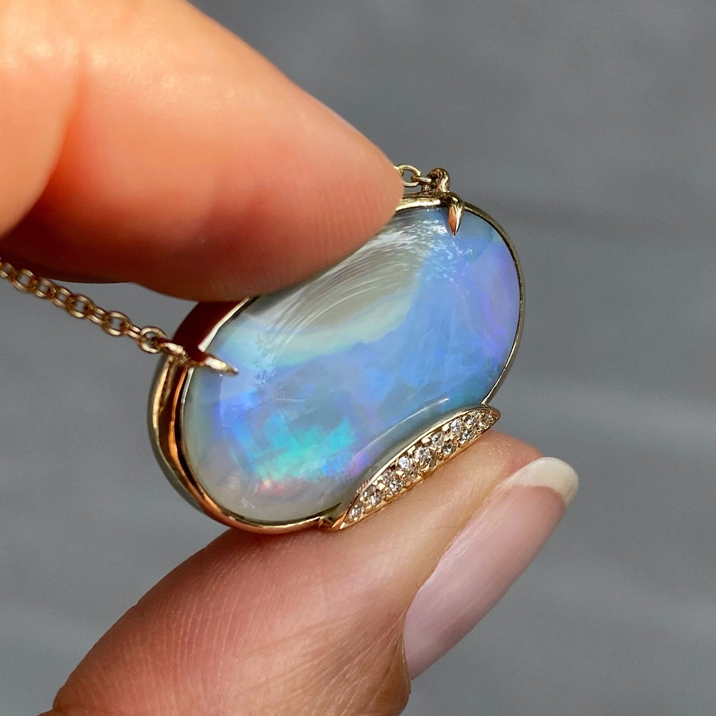 Heaven's Muse Gold Australian Boulder Opal Necklace by NIXIN Jewelry