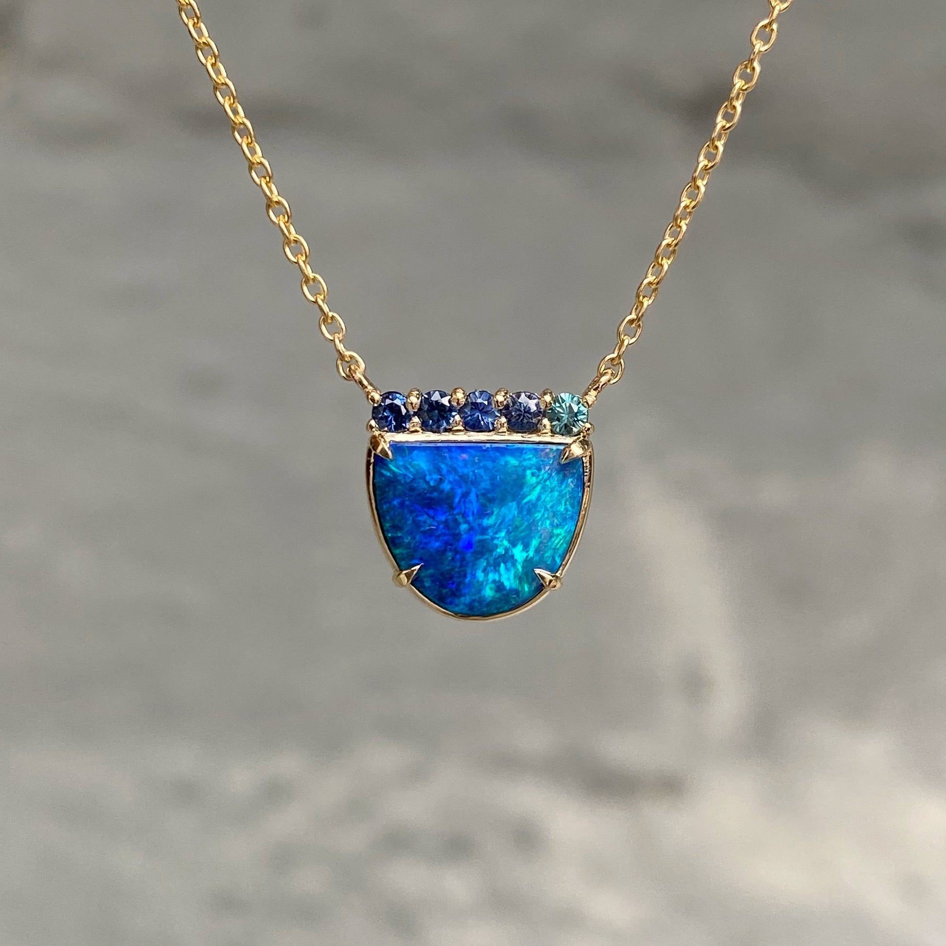 Marine Dreams Blue Boulder Opal Necklace by NIXIN Jewelry