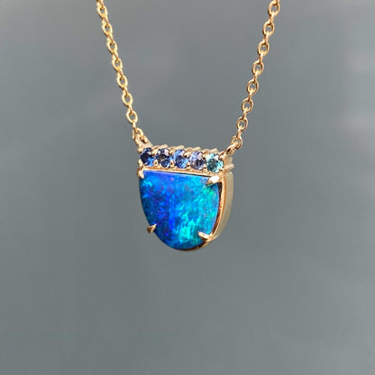 Marine Dreams Blue Boulder Opal Necklace by NIXIN Jewelry
