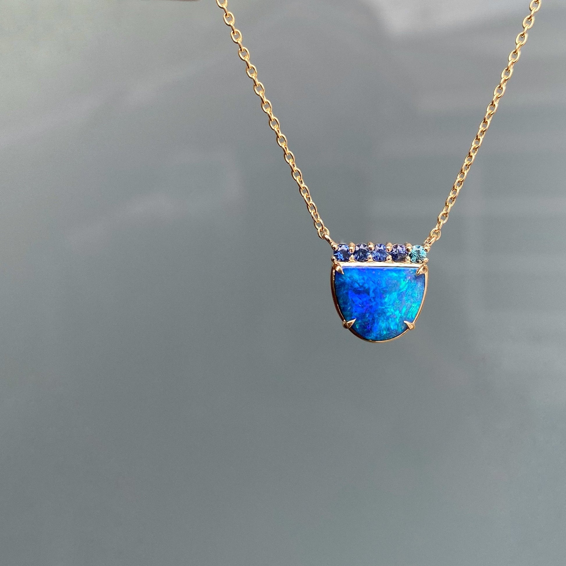 Marine Dreams Blue Boulder Opal Necklace by NIXIN Jewelry