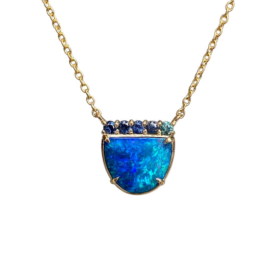 Marine Dreams Blue Boulder Opal Necklace by NIXIN Jewelry