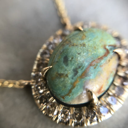Navajo Turquoise Diamond Necklace close up