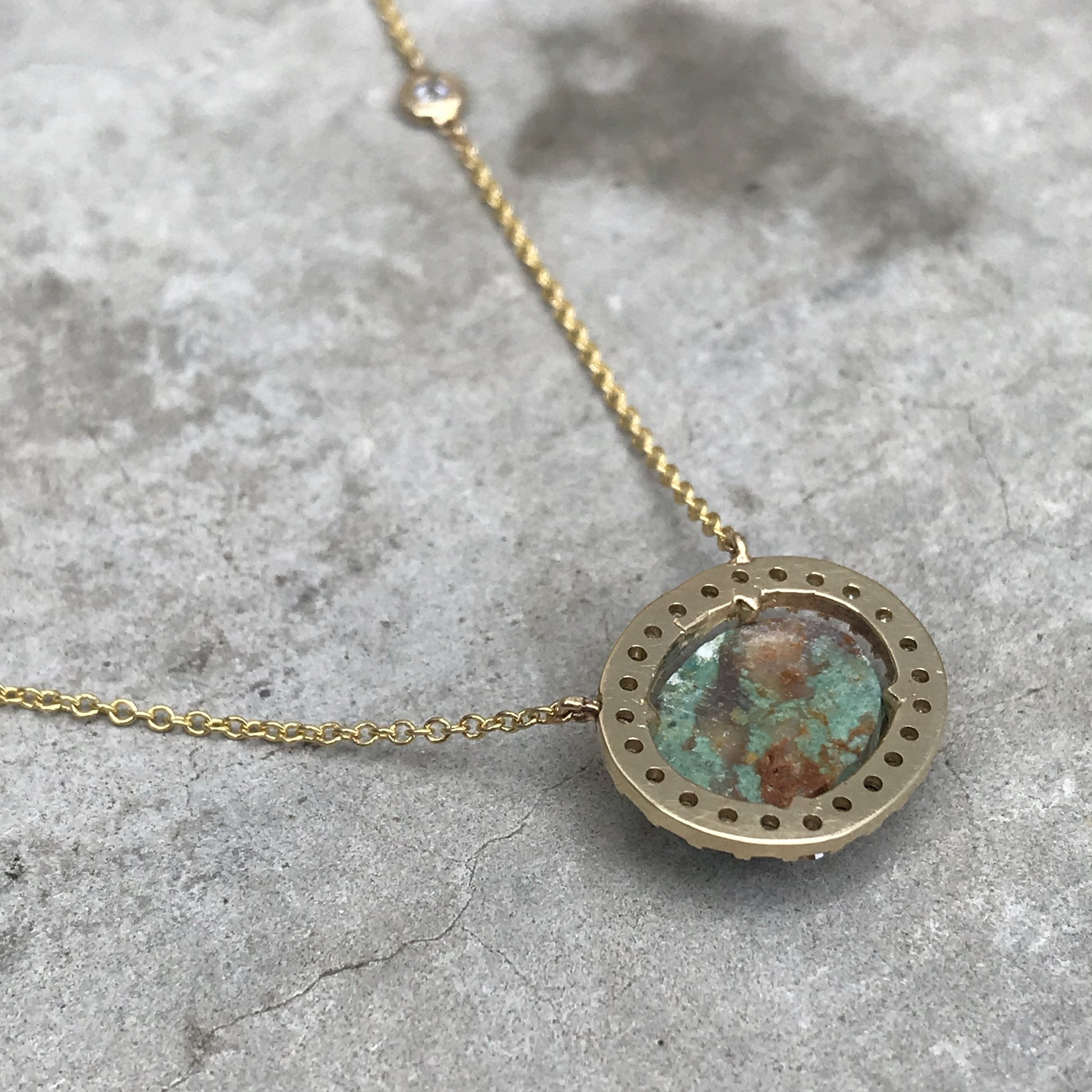 Navajo Turquoise Diamond Necklace - back of piece