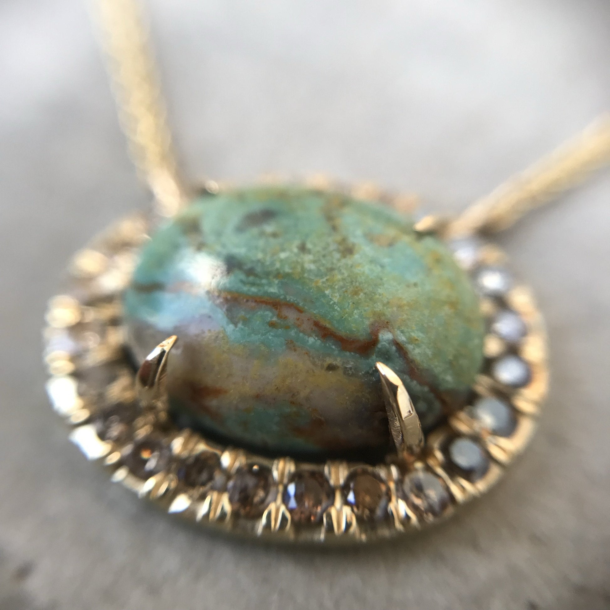 Navajo Turquoise Diamond Necklace close up