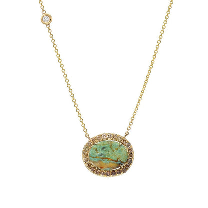 Navajo Turquoise Diamond Necklace on white background