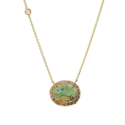 Navajo Turquoise Diamond Necklace on white background