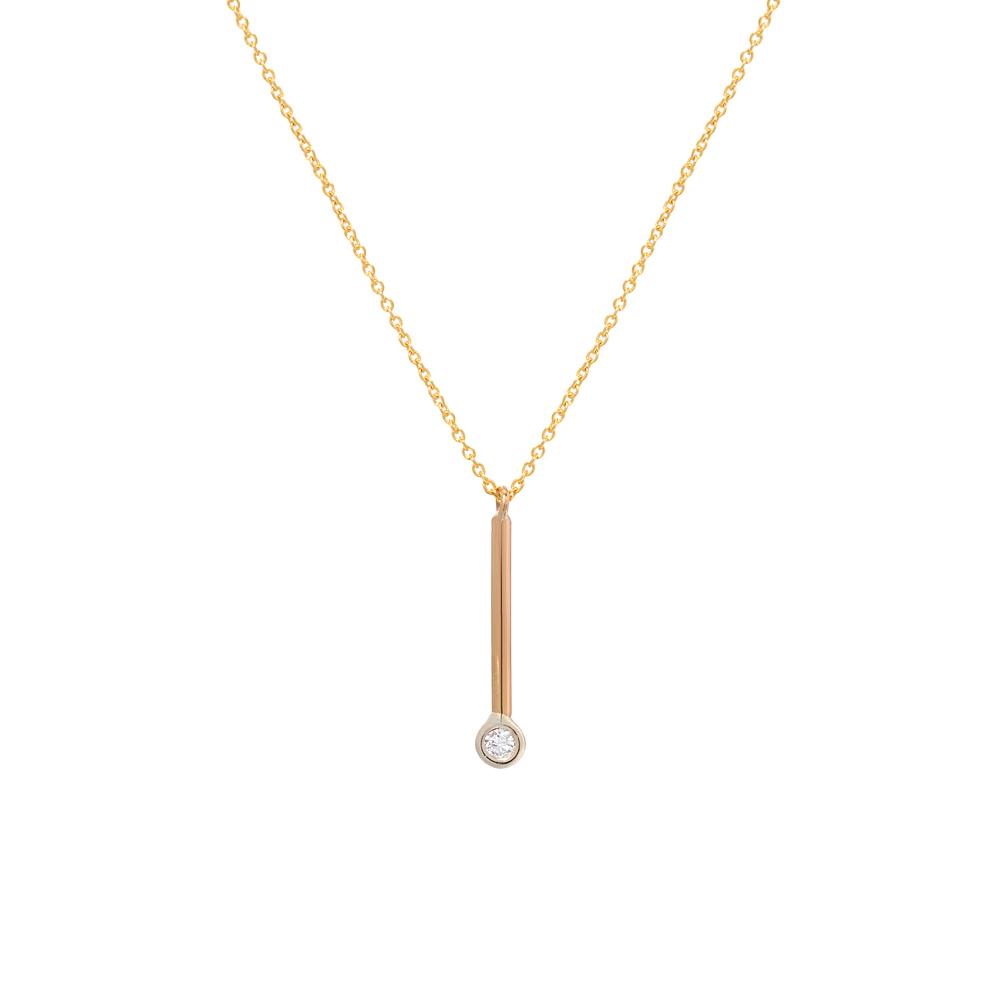 Petite Pendulum Diamond Drop Necklace - 14k Yellow Gold-necklace-NIXIN-14k Rose Gold-Satin Finish-Petite Pendulum Necklace-NIXIN