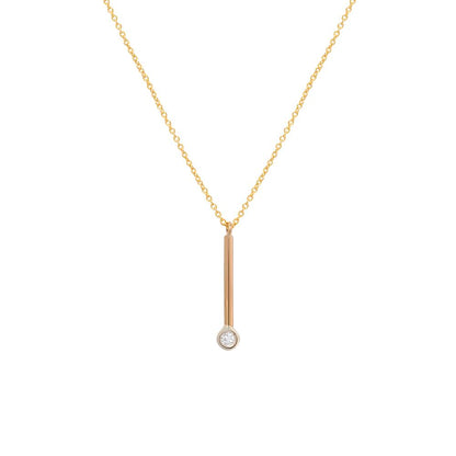Petite Pendulum Diamond Drop Necklace - 14k Yellow Gold-necklace-NIXIN-14k Rose Gold-Satin Finish-Petite Pendulum Necklace-NIXIN