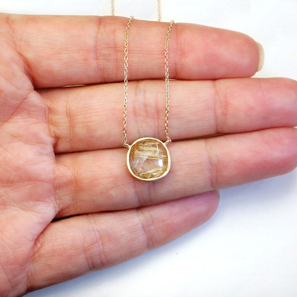 rutilated quartz necklace with diamonds