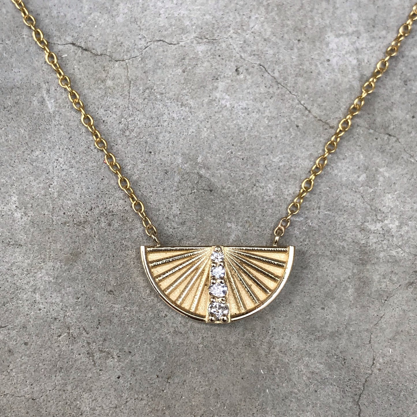 Rise Diamond Half Circle Necklace-necklace-NIXIN-14k Yellow Gold-NIXIN