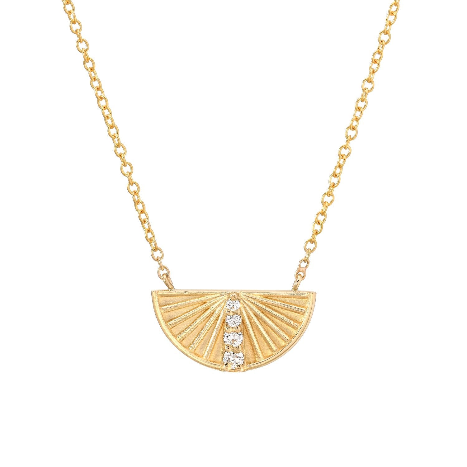 Rise Diamond Necklace - 14k Yellow Gold Half Circle