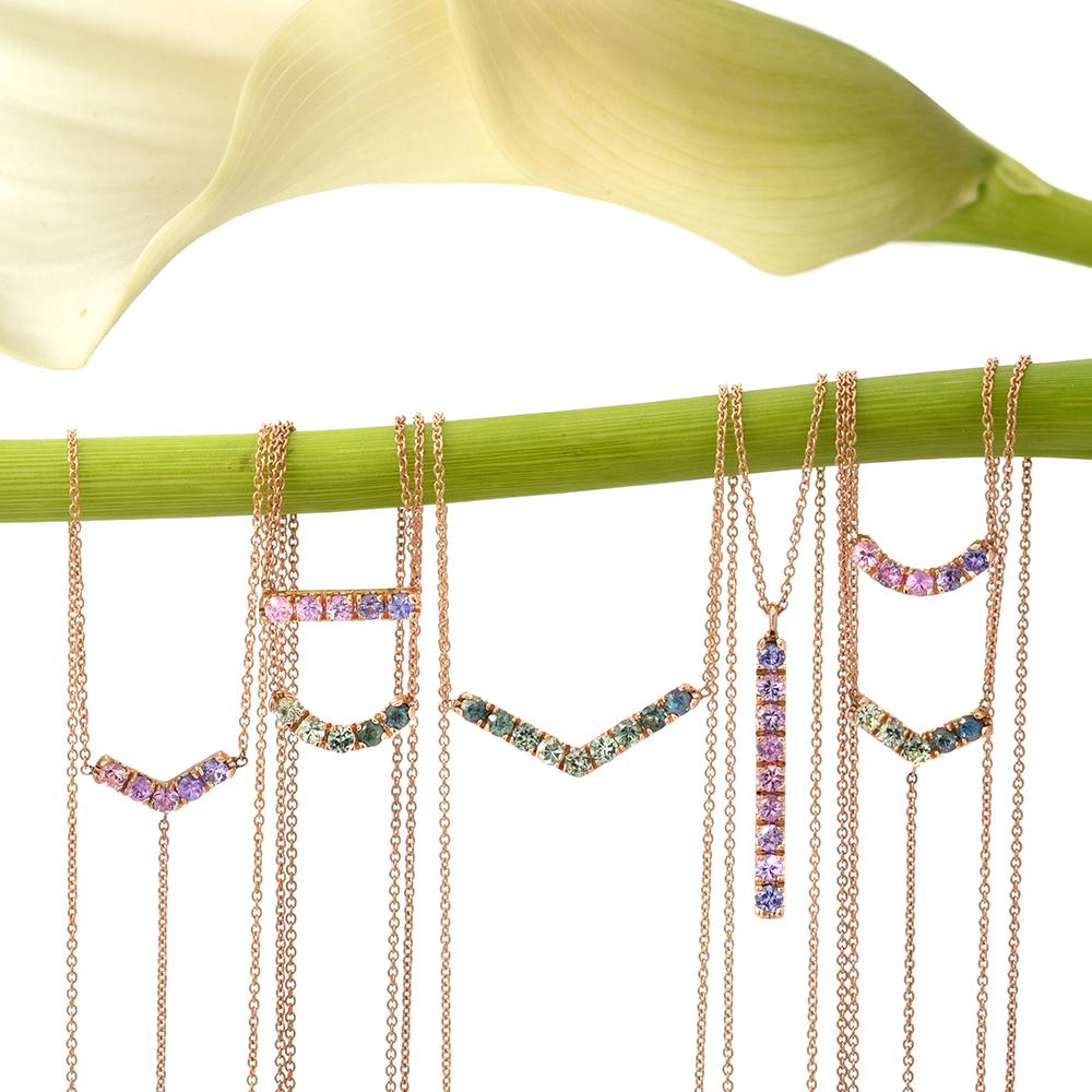 Pegasus Arc Ombré Sapphire Curve Necklace line + hue collaboration with NIXIN Jewelry