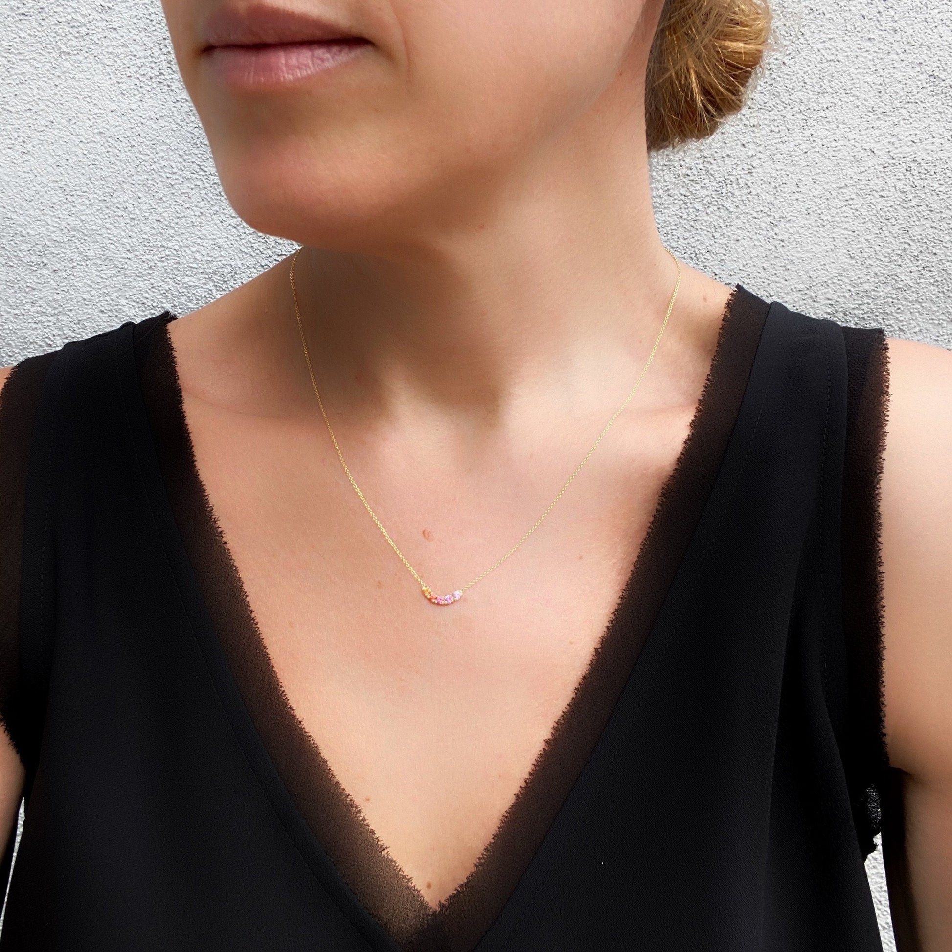 Riviera Arc Ombré Sapphire Curve Necklace line + hue collaboration with NIXIN Jewelry