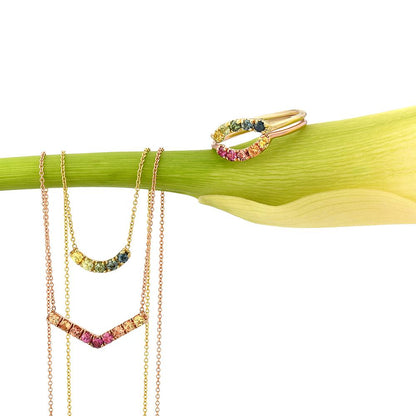 Sunset Grand Chev Ombré Sapphire Chevron Necklace line + hue collaboration with NIXIN Jewelry