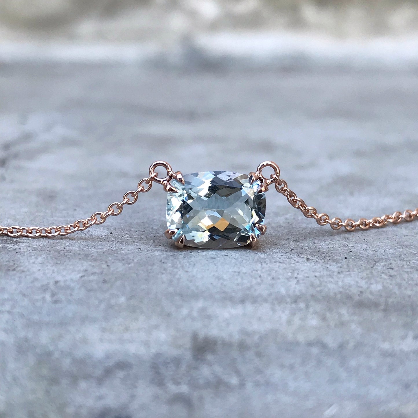 Rosewater Aquamarine Necklace in Gold-necklace-NIXIN-NIXIN