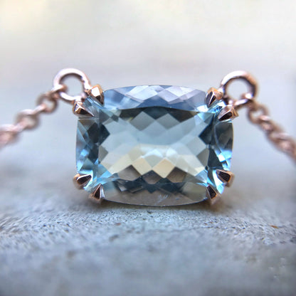 Rosewater Aquamarine Necklace in Gold-necklace-NIXIN-NIXIN