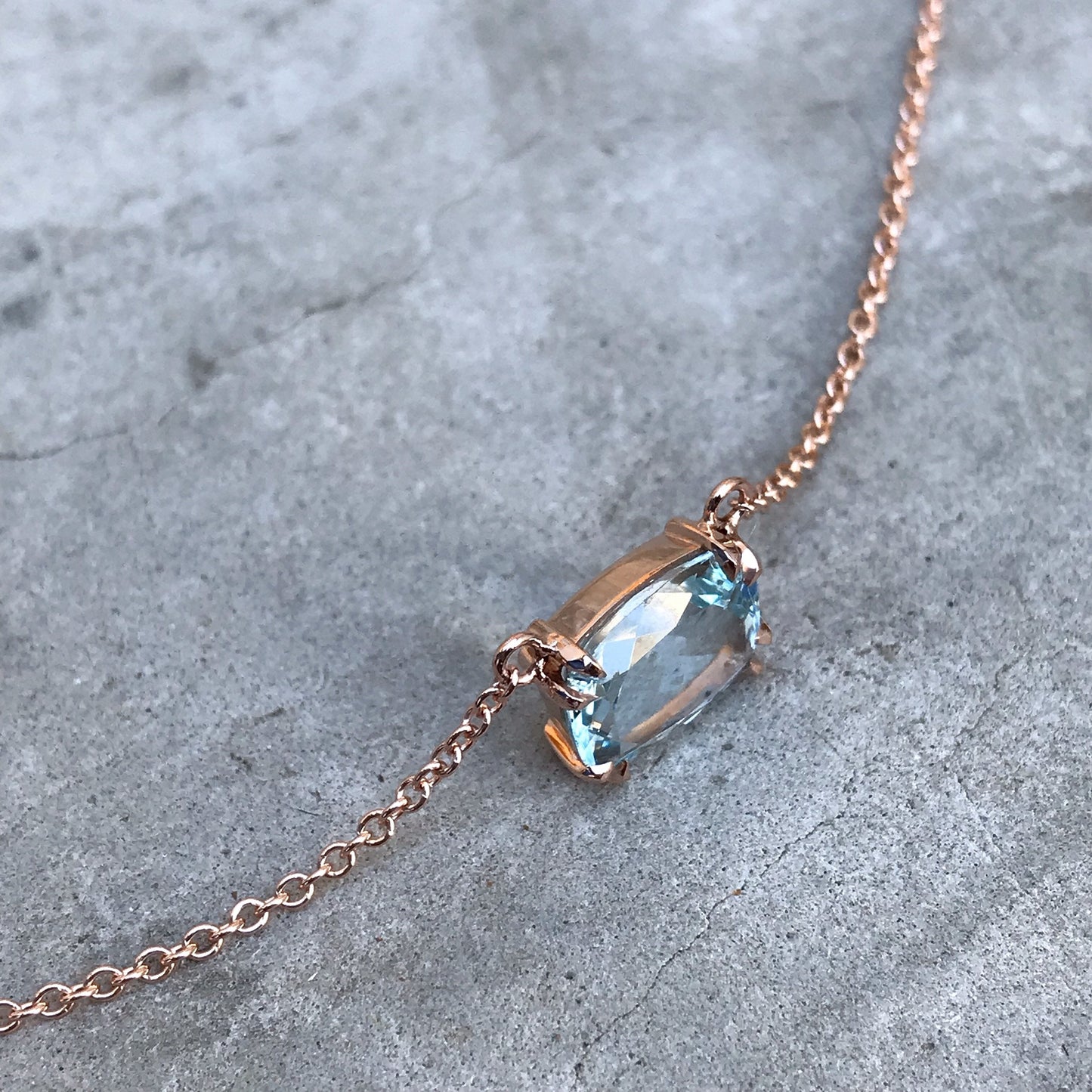 Rosewater Aquamarine Necklace in Gold-necklace-NIXIN-NIXIN