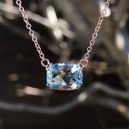 Rosewater Aquamarine Necklace in Gold-necklace-NIXIN-NIXIN