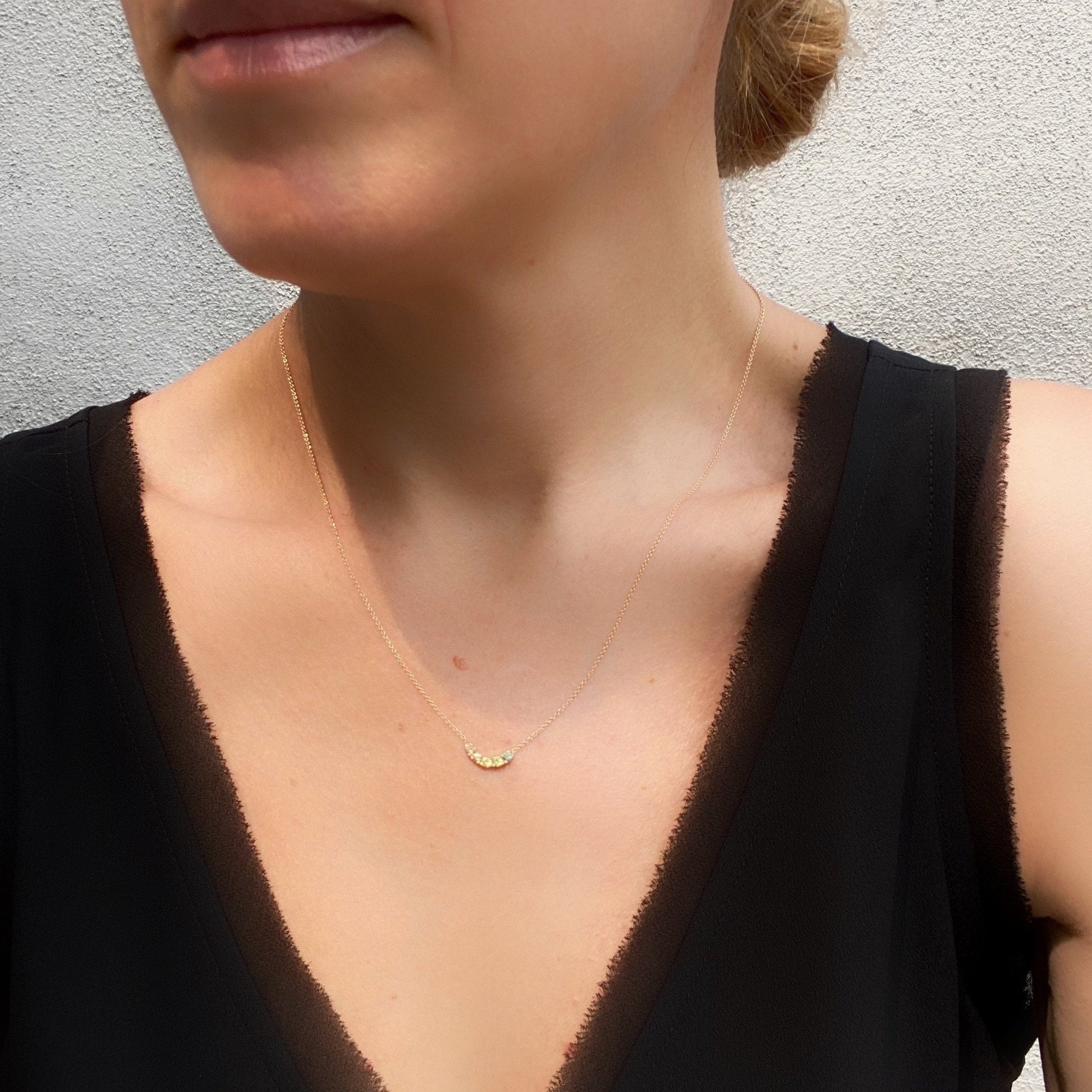 Summer Melon Arc Ombré Sapphire Curve Necklace line + hue collaboration with NIXIN Jewelry