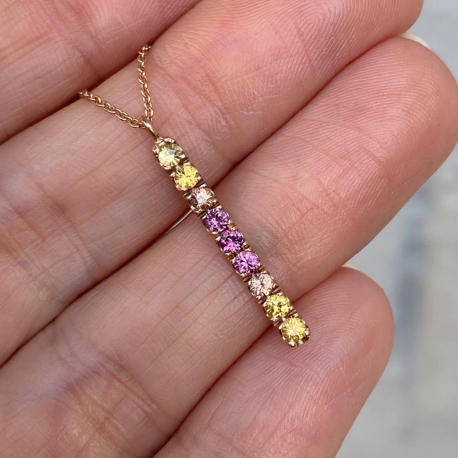 Sunset Double Linea Ombré Sapphire Bar Necklace line + hue collaboration with NIXIN Jewelry