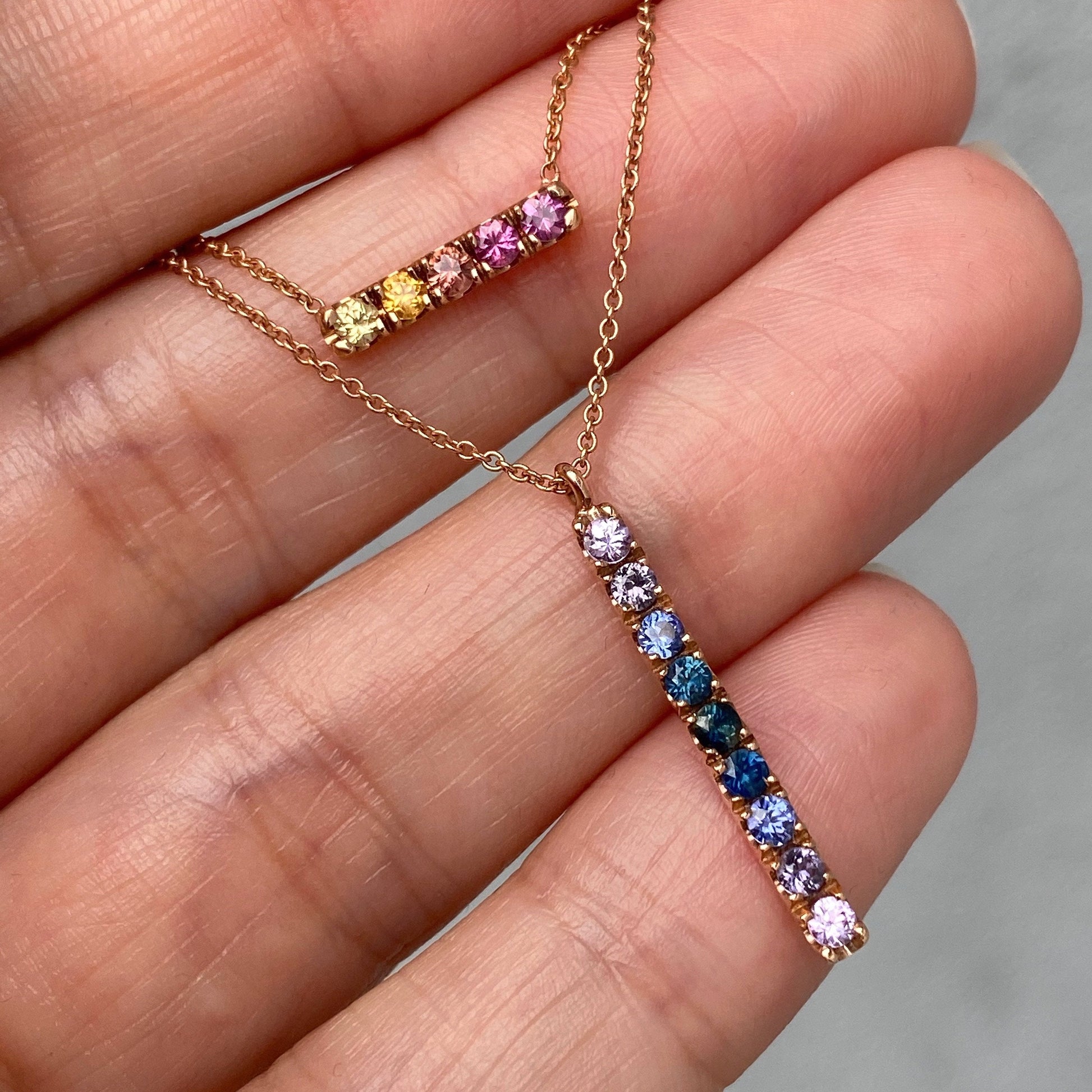 Sunset Linea Ombré Sapphire Bar Necklace line + hue collaboration with NIXIN Jewelry